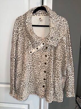 We The Free Cream and Brown Leopard Print Jacket